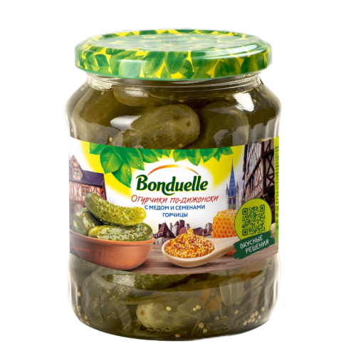 კიტრის მარინადი / “ბონდუელი“ / თაფლით და მდოგვის მარცვლებით / 720 მლ