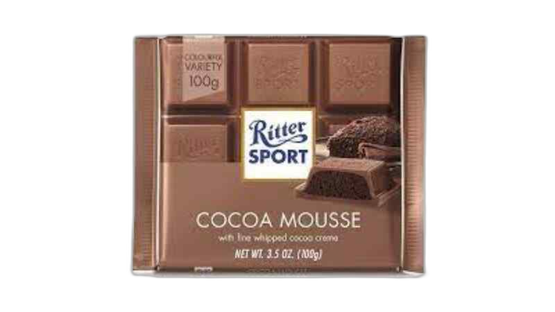 "Ritter sport"- ალპური რძის შოკოლადი კაკაოს მუსის შიგთავსით 100 გრ