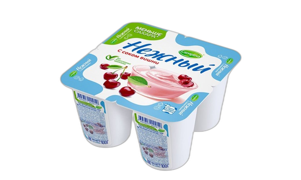 იოგურტი "ნეჟნი" 4*100გრ 1.2% ალუბლის წვენით / 4605627000912