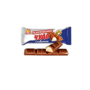 შოკოლადის ბატონი "ჩუდო" ვაფლით, თხილის და რძიანი კრემით 55გრ
