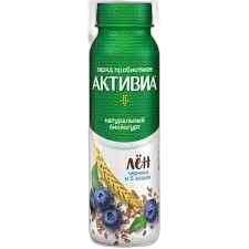 იოგურტი დასალევი /აქტივია/ შავი მოცხარი სელი და მარცვლეული 270 გრ